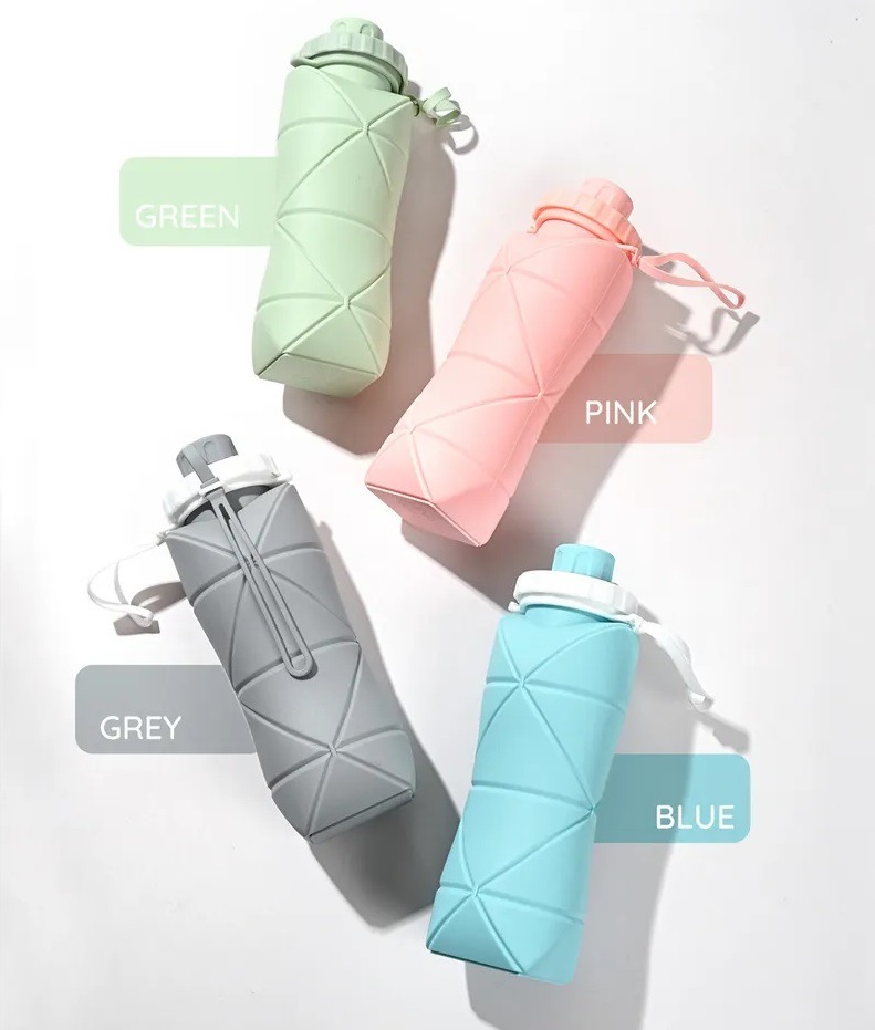 Silicone Folding Bottle | 600ML Silicon Foldable Bottle | Smart Travel Bottle Collapsible Design (Random Color) to