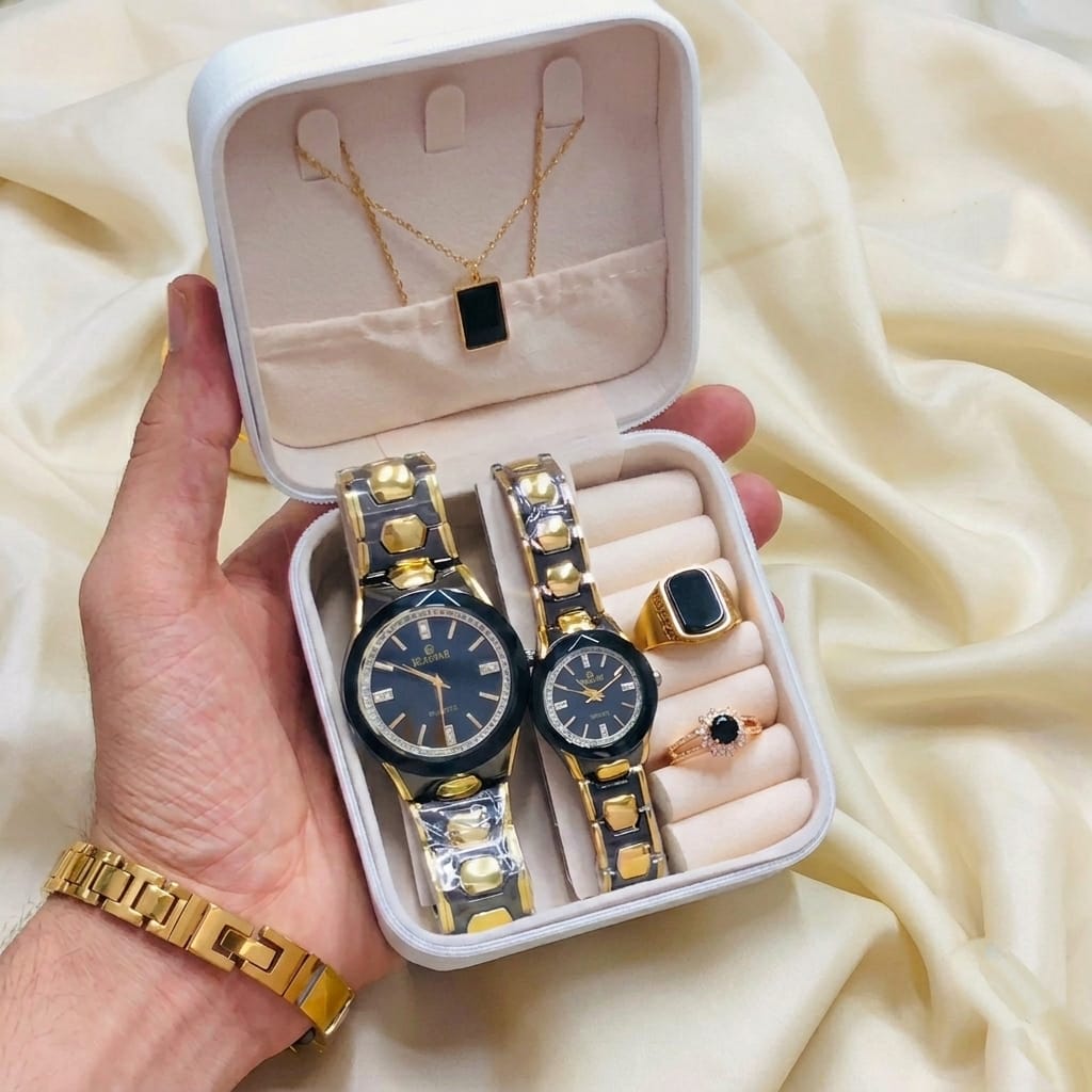 Dil Collection Artificial Jewelry Gift Set Couple watch